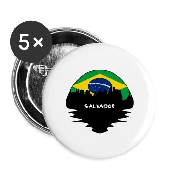 Salvador Brazil Flag Skyline Silhouette Travel - Buttons small 1''/25 mm (5-pack) - white - Front