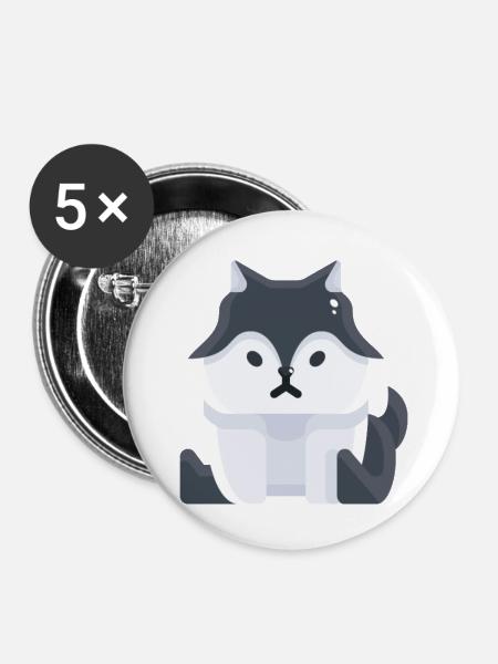 Schöner kleiner Hund Wolf - Buttons klein 25 mm (5er Pack) - Weiß