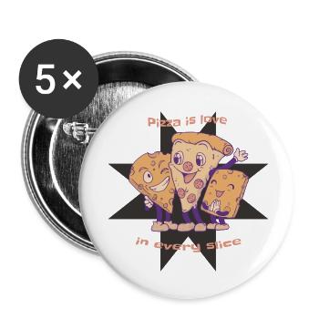 La pizza est l’amour dans chaque tranche Pizza au fromage mignon - Lot de 5 petits badges (25 mm) - blanc - Devant