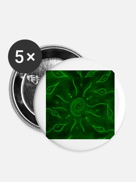 SONNE UND ROTE BLUMEN - Buttons klein 25 mm (5er Pack) - Weiß