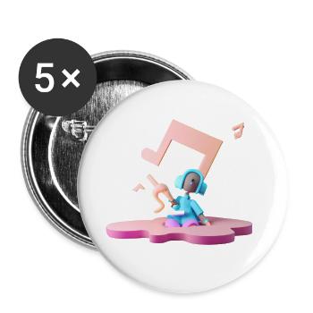 LUSTIGE MUSIK 08 - Buttons klein 25 mm (5er Pack) - Weiß - Vorne