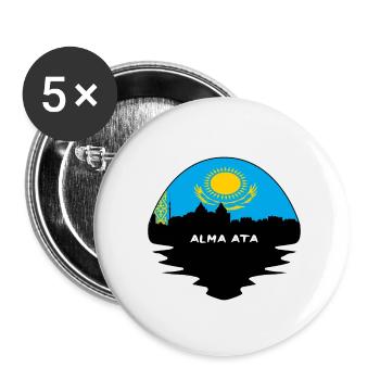 Alma Ata Kasachstan Flagge Skyline Silhouette Reisen - Buttons klein 25 mm (5er Pack) - Weiß - Vorne