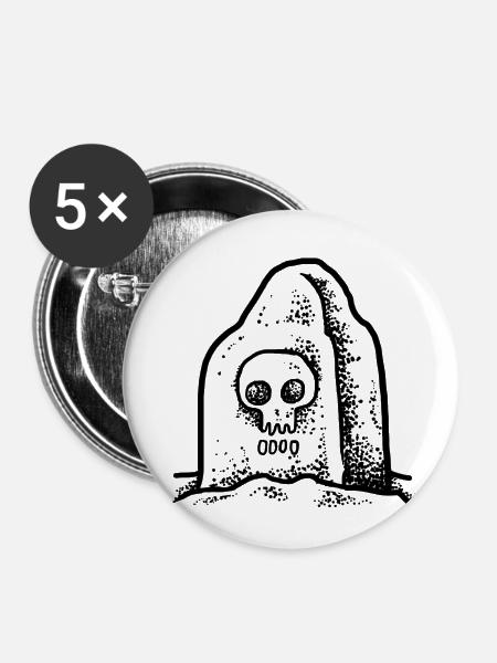 Grabstein - Buttons klein 25 mm (5er Pack) - Weiß