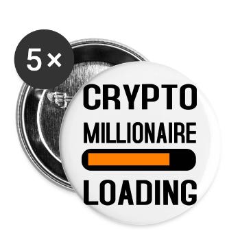 Trading de Bitcoin et d'actions cryptographiques - Lot de 5 petits badges (25 mm) - blanc - Devant