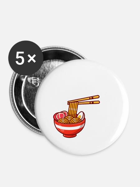 Ramen Leben - Buttons klein 25 mm (5er Pack) - Weiß