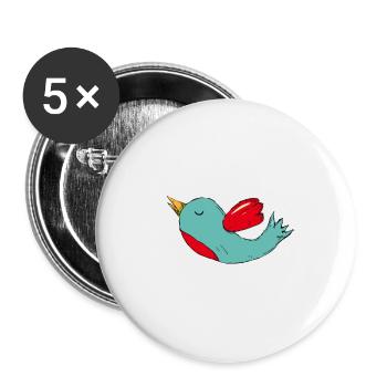 Little sparrow, bird motif, baby motif, children - Buttons small 1''/25 mm (5-pack) - white - Front