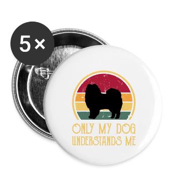 American Eskimo Dog Love Silhouette Vintage Sunset - Lot de 5 petits badges (25 mm) - blanc - Devant
