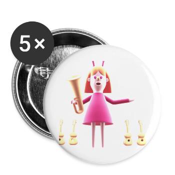 LUSTIGE 24 - Buttons klein 25 mm (5er Pack) - Weiß - Vorne
