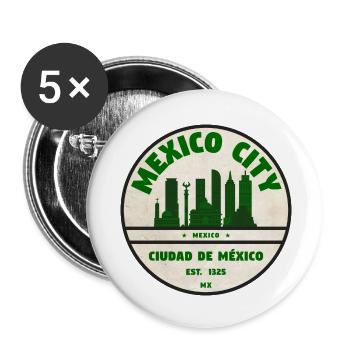 Mexico City Skyline Emblem - Buttons small 1''/25 mm (5-pack) - white - Front
