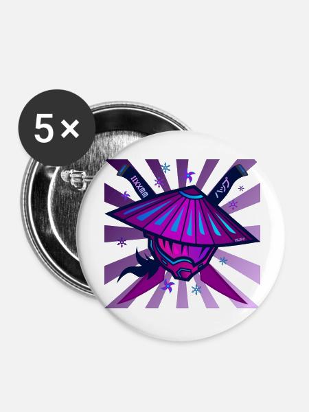 Samurai Monster Schwert Violet - Buttons klein 25 mm (5er Pack) - Weiß