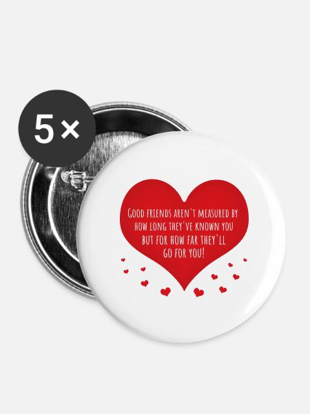 Gute Freunde - Buttons klein 25 mm (5er Pack) - Weiß