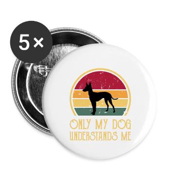 Cirneco Dell Etna Dog Love Silhouette Retro Sunset - Buttons small 1''/25 mm (5-pack) - white - Front