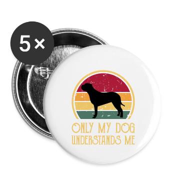 Bull Mastiff Dog Lover Silhouette Vintage Sunset - Lot de 5 petits badges (25 mm) - blanc - Devant