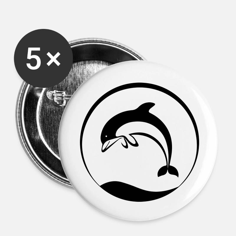 dolphin - Buttons klein 25 mm (5er Pack) - Weiß