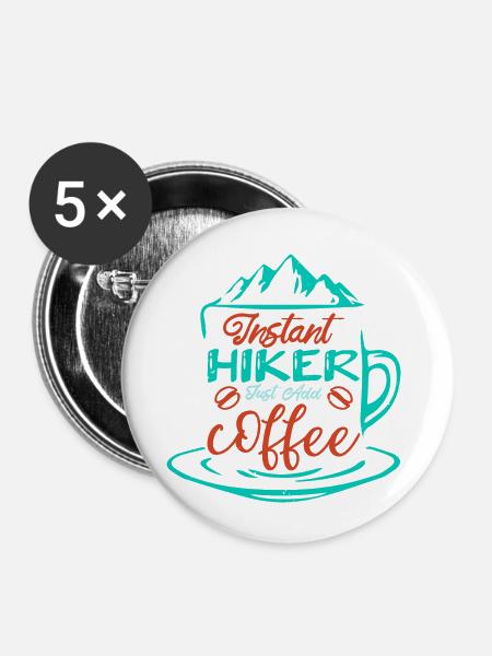 INSTANT HIKER KAFFEE - Buttons klein 25 mm (5er Pack) - Weiß