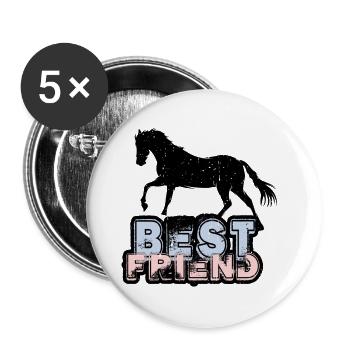 Best Friend Horse Pferd - Buttons small 1''/25 mm (5-pack) - white - Front