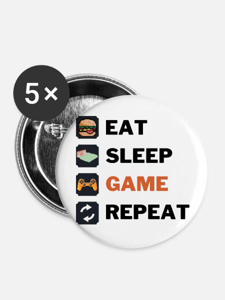 Game repeat - Buttons klein 25 mm (5er Pack) - Weiß