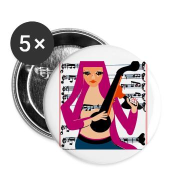 Musik Mädchen - Buttons klein 25 mm (5er Pack) - Weiß - Vorne