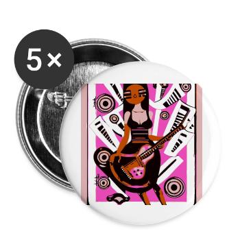 Musik Mädchen - Buttons klein 25 mm (5er Pack) - Weiß - Vorne