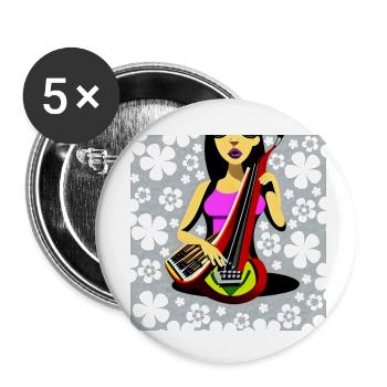 Musik Mädchen - Buttons klein 25 mm (5er Pack) - Weiß - Vorne