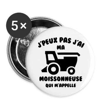 J’peux pas j’ai ma moissonneuse qui m’appelle - Lot de 5 petits badges (25 mm) - blanc - Devant