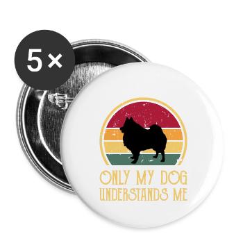 Deutscher Spitz Hundeliebhaber Silhouette Vintage Sonnenuntergang - Buttons klein 25 mm (5er Pack) - Weiß - Vorne