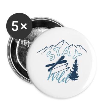 Ski - Lot de 5 petits badges (25 mm) - blanc - Devant