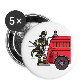 Pompier pompier pompier sauveteur - Lot de 5 petits badges (25 mm) - blanc - Devant