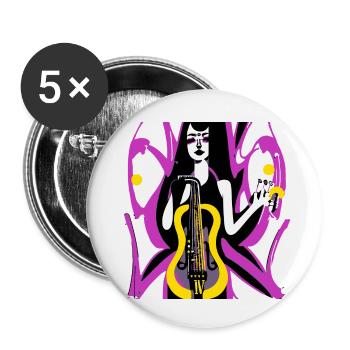 Musik Mädchen - Buttons klein 25 mm (5er Pack) - Weiß - Vorne