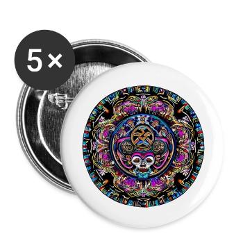 Mandala von Leben und Tod - Buttons klein 25 mm (5er Pack) - Weiß - Vorne