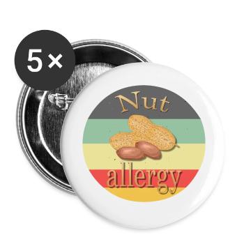 Nut Allergy - Buttons klein 25 mm (5er Pack) - Weiß - Vorne