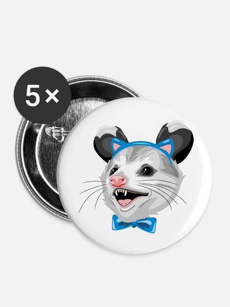 Lustiges Opossum - Buttons klein 25 mm (5er Pack) - Weiß