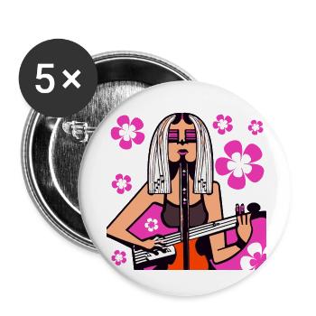 Musik Mädchen - Buttons klein 25 mm (5er Pack) - Weiß - Vorne