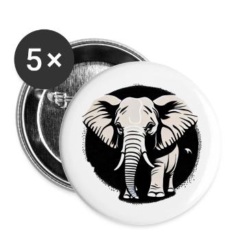 Little Elephant Cartoon Cute Love Adventure 7 - Buttons small 1''/25 mm (5-pack) - white - Front