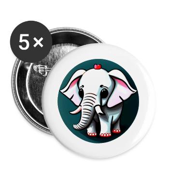 Little Elephant Cartoon Cute Adventure 16 - Buttons small 1''/25 mm (5-pack) - white - Front