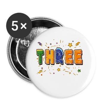 3. Geburtstagskind, dritter Geburtstag, drei Jahre alt - Buttons klein 25 mm (5er Pack) - Weiß - Vorne
