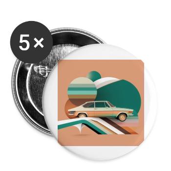 illustration car 70s color art - Buttons small 1''/25 mm (5-pack) - white - Front
