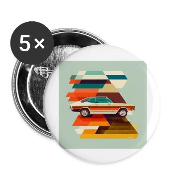 illustration car 70s color art - Buttons small 1''/25 mm (5-pack) - white - Front