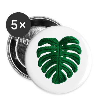 CROCHET MONSTERA - Lot de 5 petits badges (25 mm) - blanc - Devant
