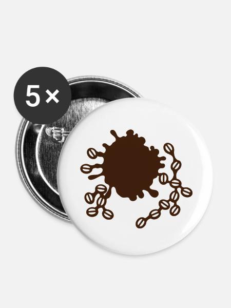 Kaffee - Buttons klein 25 mm (5er Pack) - Weiß