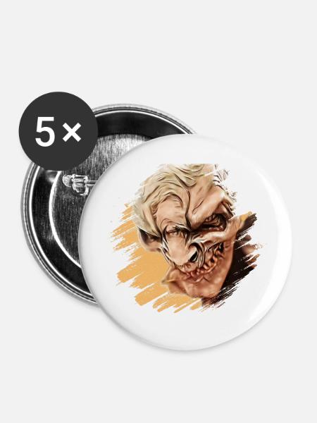 Krampus Percht Teufel 2322 - Buttons klein 25 mm (5er Pack) - Weiß