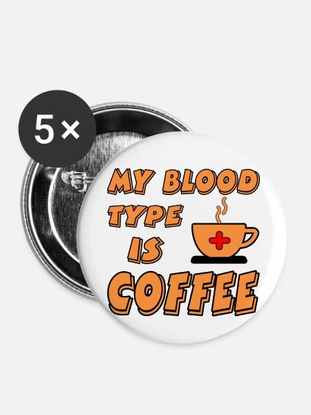 Kaffee - Buttons klein 25 mm (5er Pack) - Weiß
