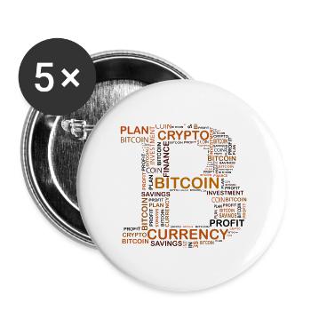 Bitcoin - Lot de 5 petits badges (25 mm) - blanc - Devant