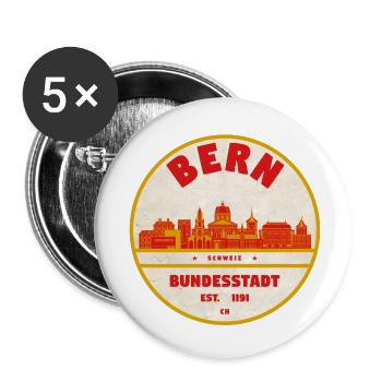Bern Retro Stamp Federal City - Buttons small 1''/25 mm (5-pack) - white - Front