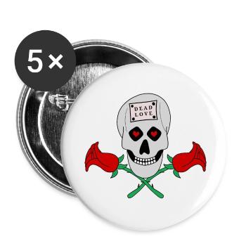 Dead Love - Skull - Buttons small 1''/25 mm (5-pack) - white - Front