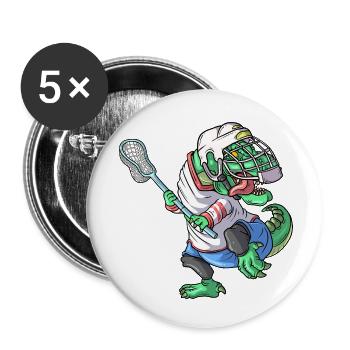 Lacrosse Dinosaur T-Rex Lacrosse Stick Funny Lax - Buttons small 1''/25 mm (5-pack) - white - Front