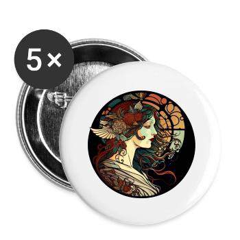 Mystical woman art nouveau way - Buttons small 1''/25 mm (5-pack) - white - Front