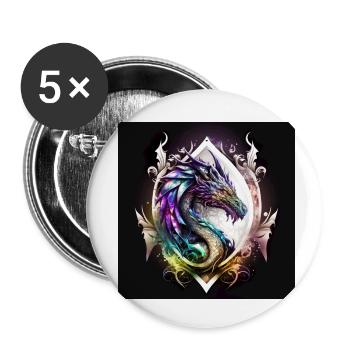 Mystic Dragon - Buttons small 1''/25 mm (5-pack) - white - Front