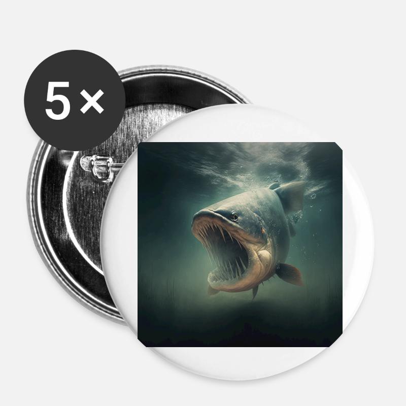 Catfish Warrior - Buttons small 1''/25 mm (5-pack) - white