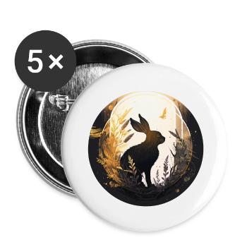 Lapin du nouvel an. - Lot de 5 petits badges (25 mm) - blanc - Devant